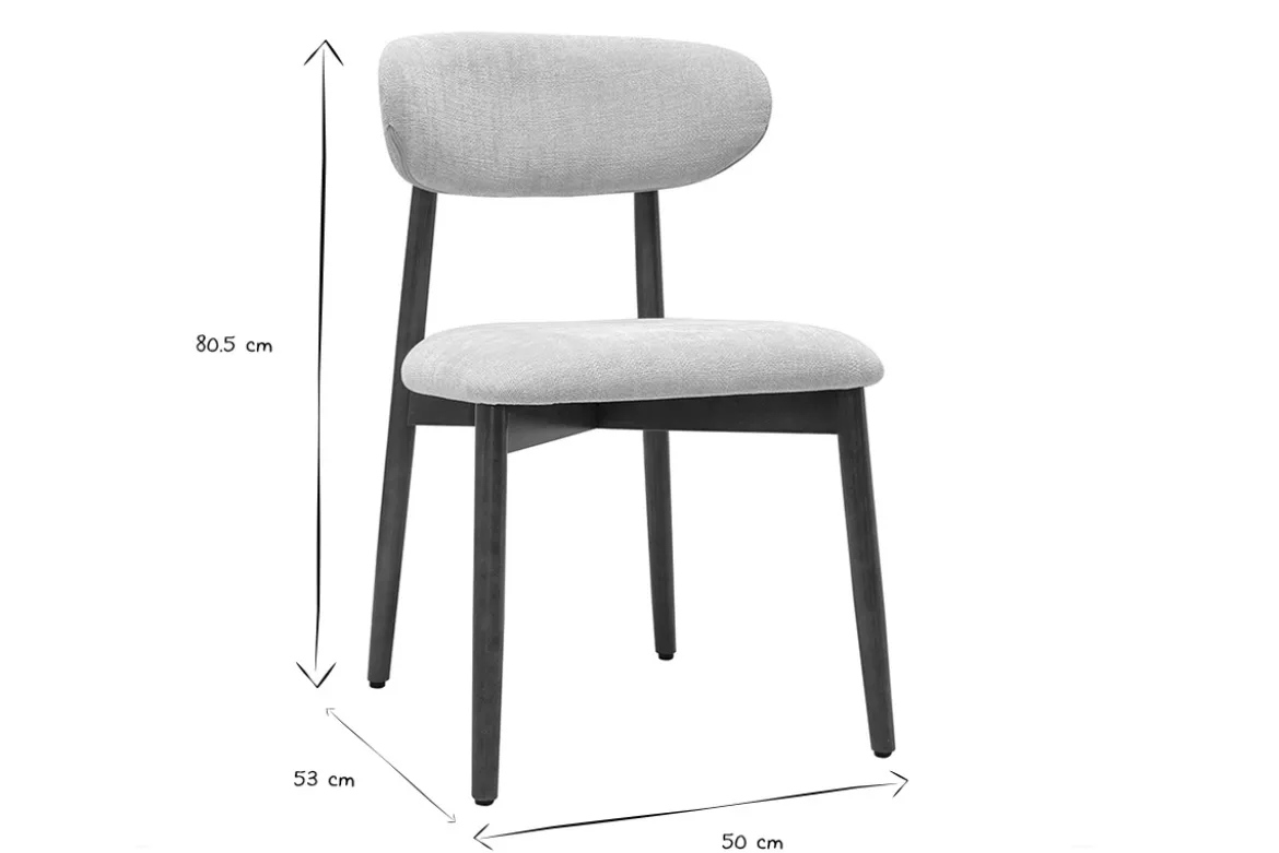Chaises en tissu effet velours texturé beige et bois foncé noyer (lot de 2) SIAME