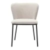 Chaises en tissu effet velours texturé beige et métal noir (lot de 2) LISOR