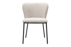 Chaises en tissu effet velours texturé beige et métal noir (lot de 2) LISOR
