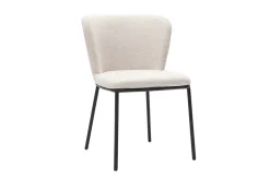 Chaises en tissu effet velours texturé beige et métal noir (lot de 2) LISOR
