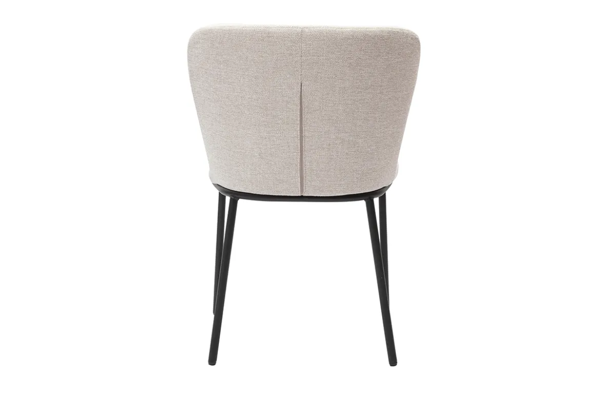Chaises en tissu effet velours texturé beige et métal noir (lot de 2) LISOR