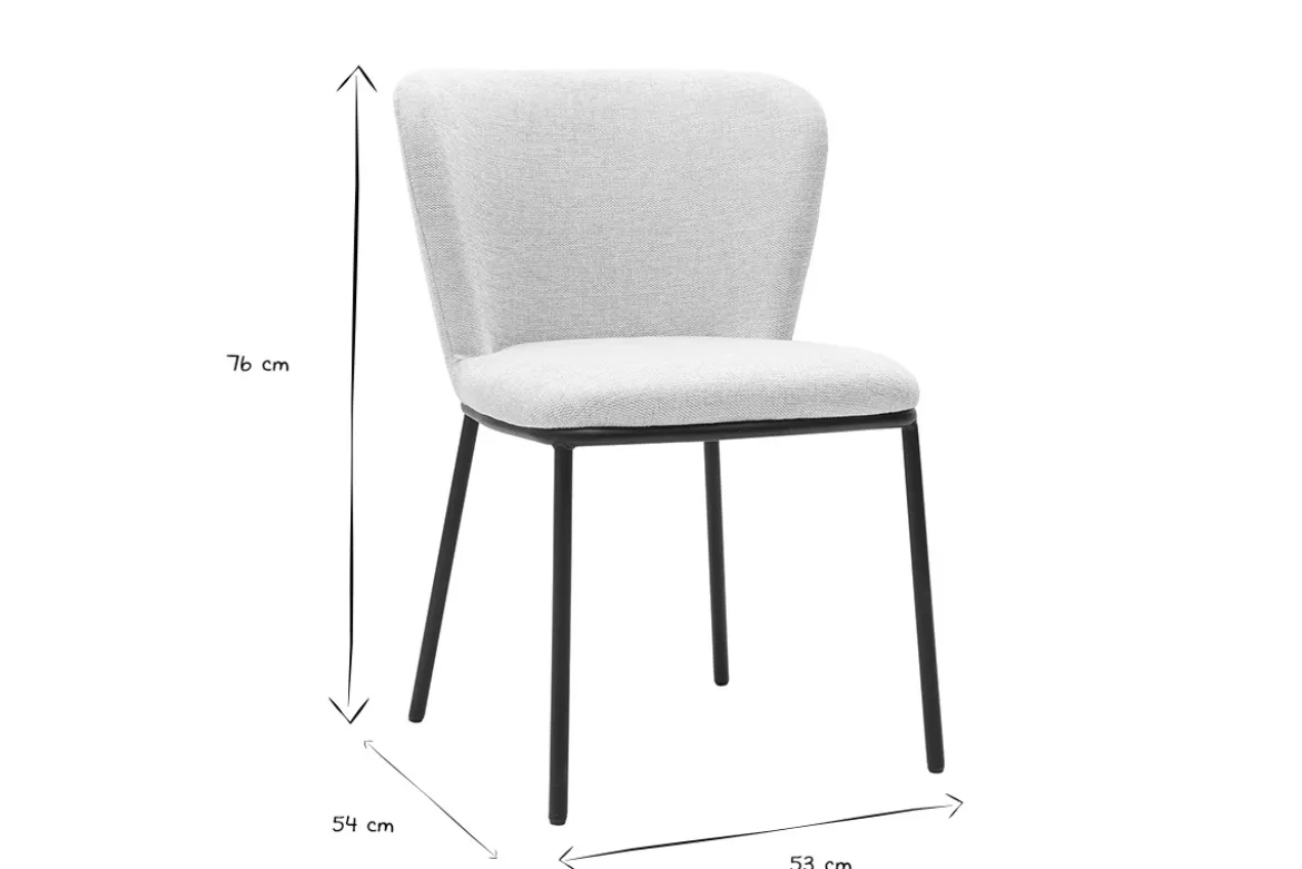 Chaises en tissu effet velours texturé beige et métal noir (lot de 2) LISOR