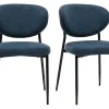 Chaises en tissu effet velours texturé bleu foncé et métal noir (lot de 2) BREKA