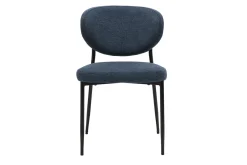 Chaises en tissu effet velours texturé bleu foncé et métal noir (lot de 2) BREKA