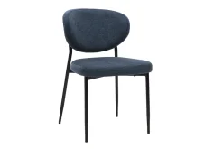 Chaises en tissu effet velours texturé bleu foncé et métal noir (lot de 2) BREKA