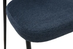 Chaises en tissu effet velours texturé bleu foncé et métal noir (lot de 2) BREKA