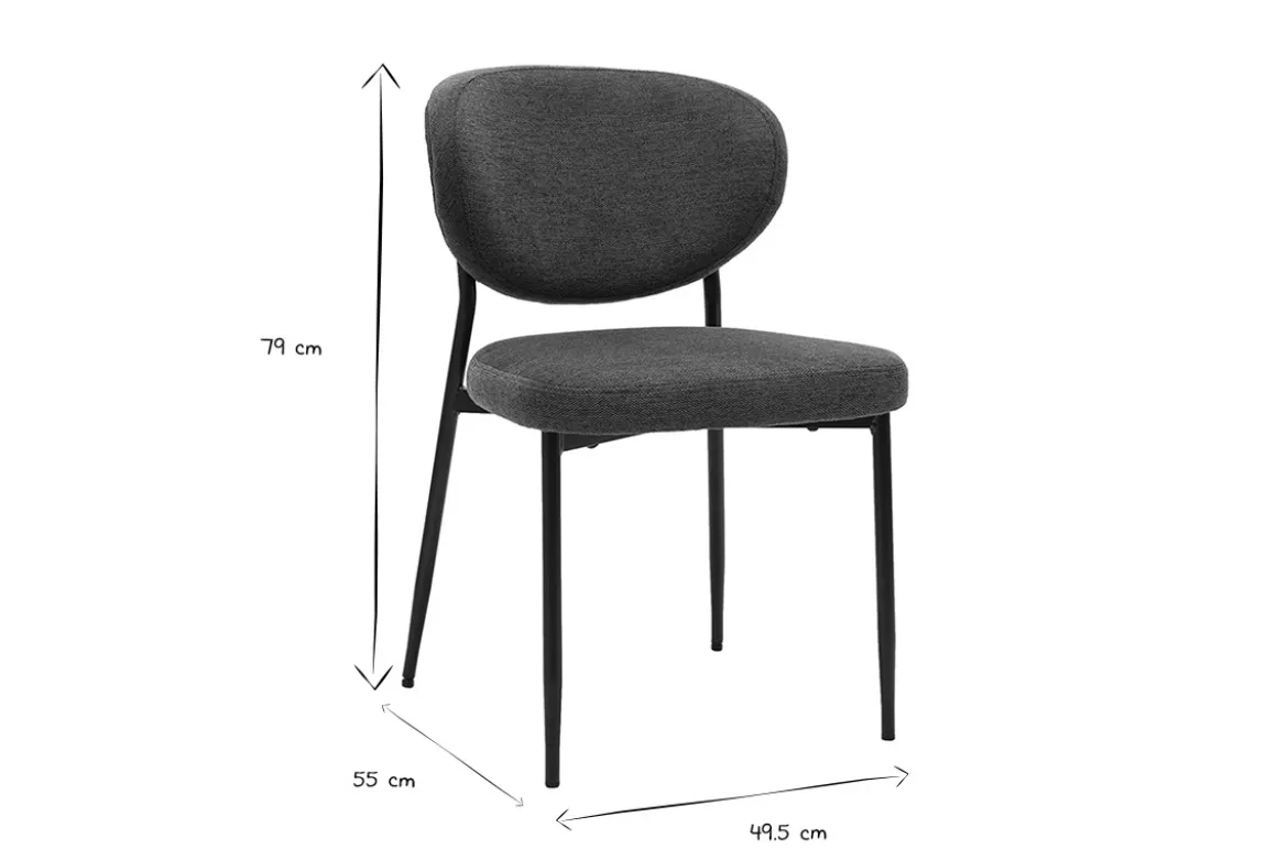 Chaises en tissu effet velours texturé bleu foncé et métal noir (lot de 2) BREKA