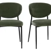 Chaises en tissu effet velours vert kaki et métal noir (lot de 2) BREKA
