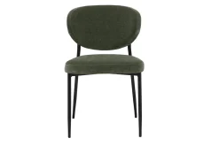 Chaises en tissu effet velours vert kaki et métal noir (lot de 2) BREKA
