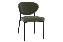 Chaises en tissu effet velours vert kaki et métal noir (lot de 2) BREKA