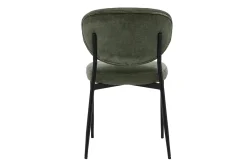 Chaises en tissu effet velours vert kaki et métal noir (lot de 2) BREKA