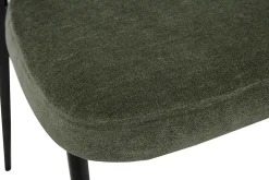 Chaises en tissu effet velours vert kaki et métal noir (lot de 2) BREKA