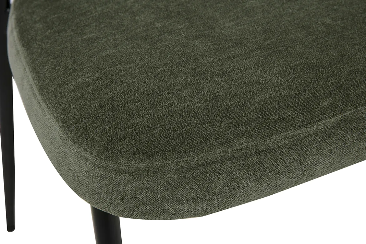 Chaises en tissu effet velours vert kaki et métal noir (lot de 2) BREKA