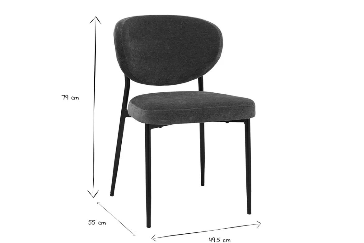 Chaises en tissu effet velours vert kaki et métal noir (lot de 2) BREKA