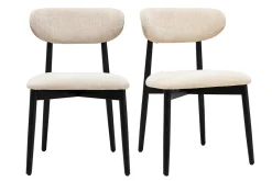 Chaises en tissu effet velours texturé beige et bois noir (lot de 2) SIAME