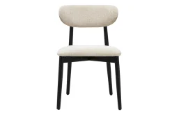 Chaises en tissu effet velours texturé beige et bois noir (lot de 2) SIAME
