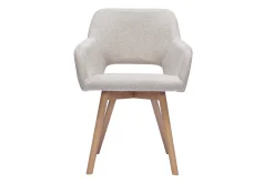 Chaises en tissu effet velours texturé beige et bois clair (lot de 2) LAURETTE