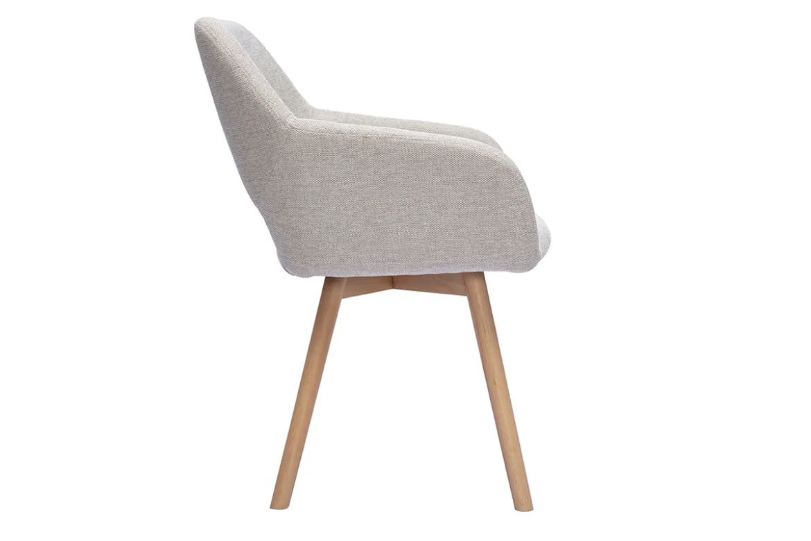 Chaises en tissu effet velours texturé beige et bois clair (lot de 2) LAURETTE
