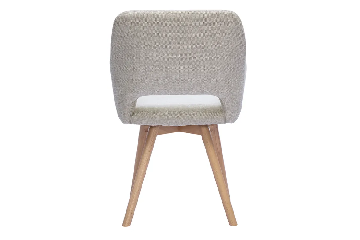 Chaises en tissu effet velours texturé beige et bois clair (lot de 2) LAURETTE