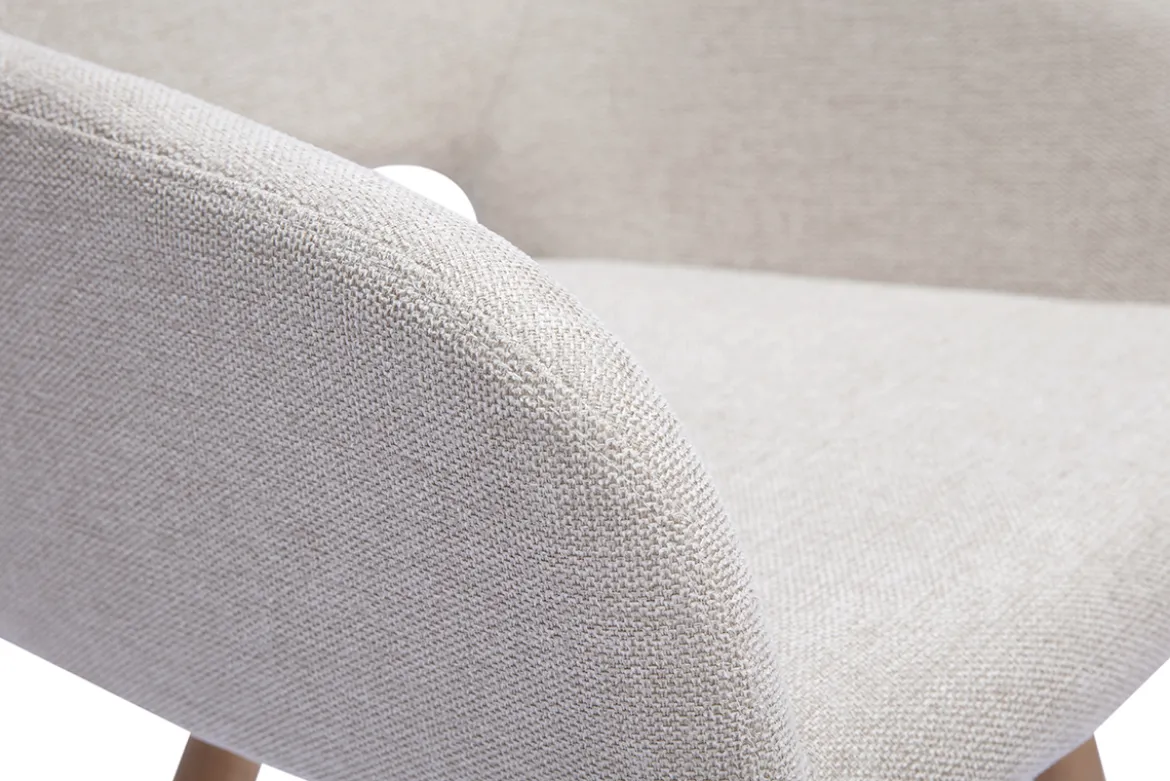 Chaises en tissu effet velours texturé beige et bois clair (lot de 2) LAURETTE