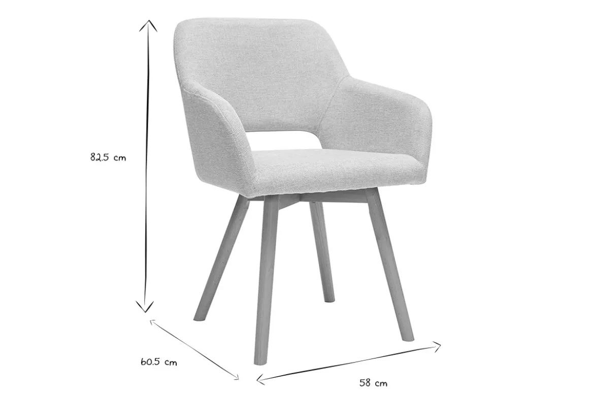 Chaises en tissu effet velours texturé beige et bois clair (lot de 2) LAURETTE