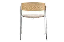 Chaises en tissu effet velours texturé taupe, bois clair et métal chromé (lot de 2) FANELY