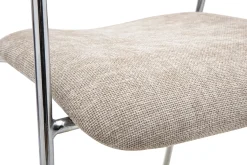Chaises en tissu effet velours texturé taupe, bois clair et métal chromé (lot de 2) FANELY