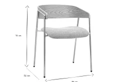 Chaises en tissu effet velours texturé taupe, bois clair et métal chromé (lot de 2) FANELY