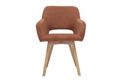 Chaises en tissu effet velours texturé terre brûlée et bois clair (lot de 2) LAURETTE