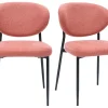 Chaises en tissu effet velours texturé terracotta et métal noir (lot de 2) BREKA