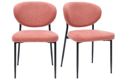 Chaises en tissu effet velours texturé terracotta et métal noir (lot de 2) BREKA