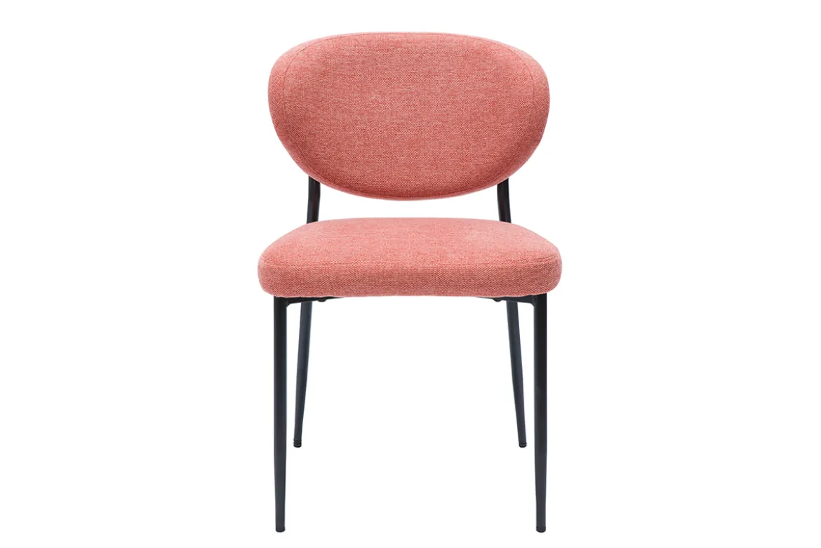 Chaises en tissu effet velours texturé terracotta et métal noir (lot de 2) BREKA