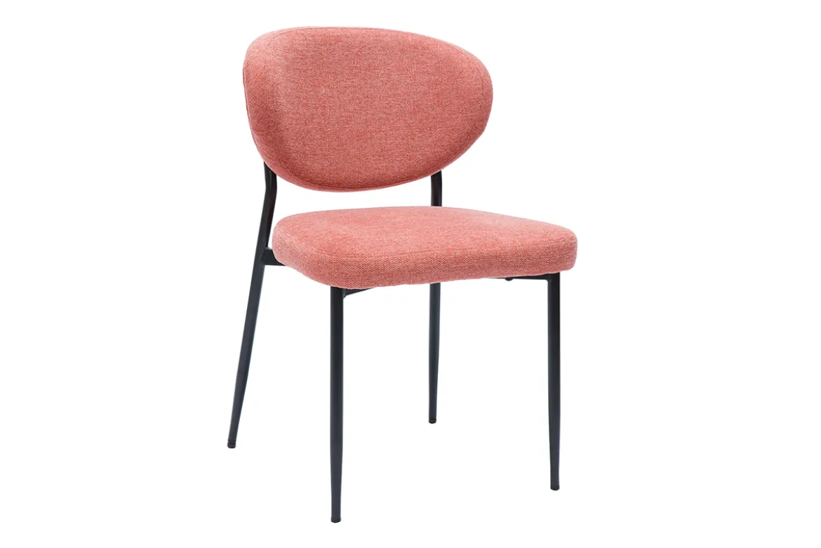 Chaises en tissu effet velours texturé terracotta et métal noir (lot de 2) BREKA
