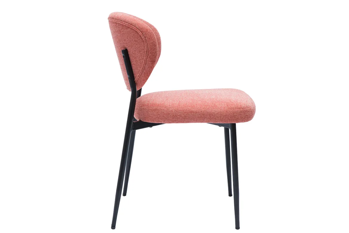 Chaises en tissu effet velours texturé terracotta et métal noir (lot de 2) BREKA