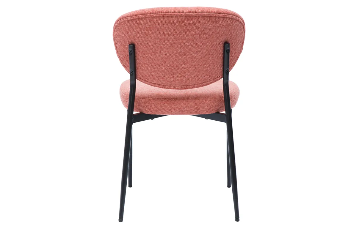 Chaises en tissu effet velours texturé terracotta et métal noir (lot de 2) BREKA