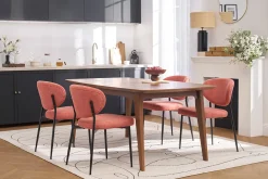 Chaises en tissu effet velours texturé terracotta et métal noir (lot de 2) BREKA