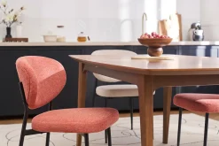Chaises en tissu effet velours texturé terracotta et métal noir (lot de 2) BREKA