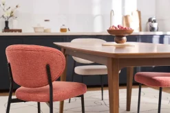 Chaises en tissu effet velours texturé terracotta et métal noir (lot de 2) BREKA