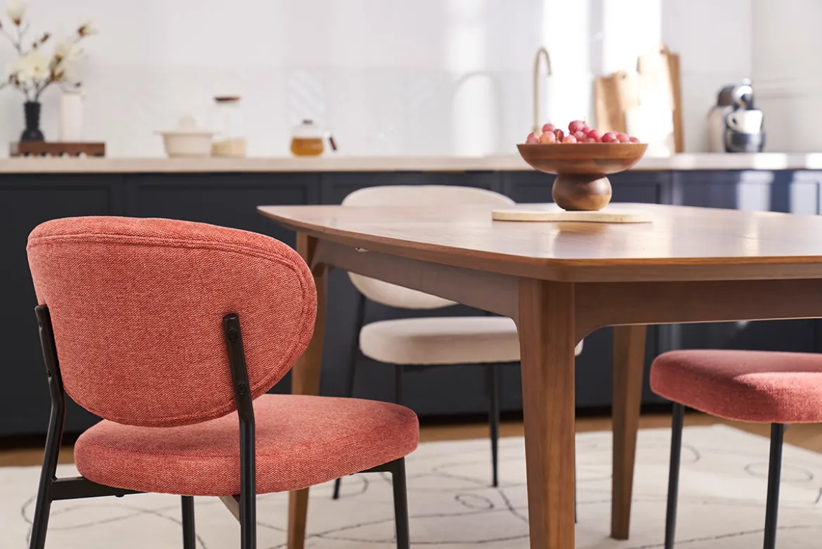 Chaises en tissu effet velours texturé terracotta et métal noir (lot de 2) BREKA
