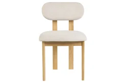 Chaises en tissu effet velours texturé beige et bois clair frêne (lot de 2) NORMI