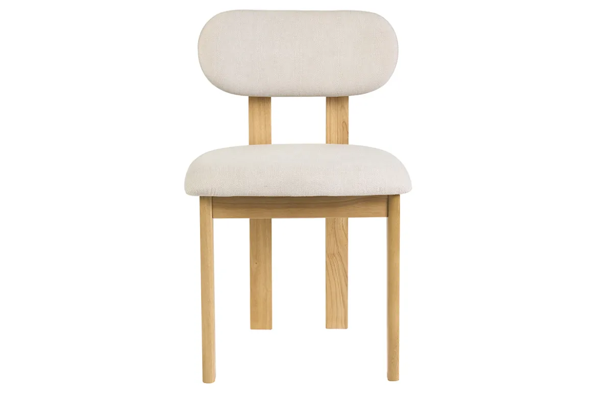 Chaises en tissu effet velours texturé beige et bois clair frêne (lot de 2) NORMI