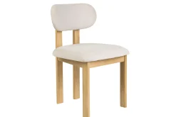 Chaises en tissu effet velours texturé beige et bois clair frêne (lot de 2) NORMI