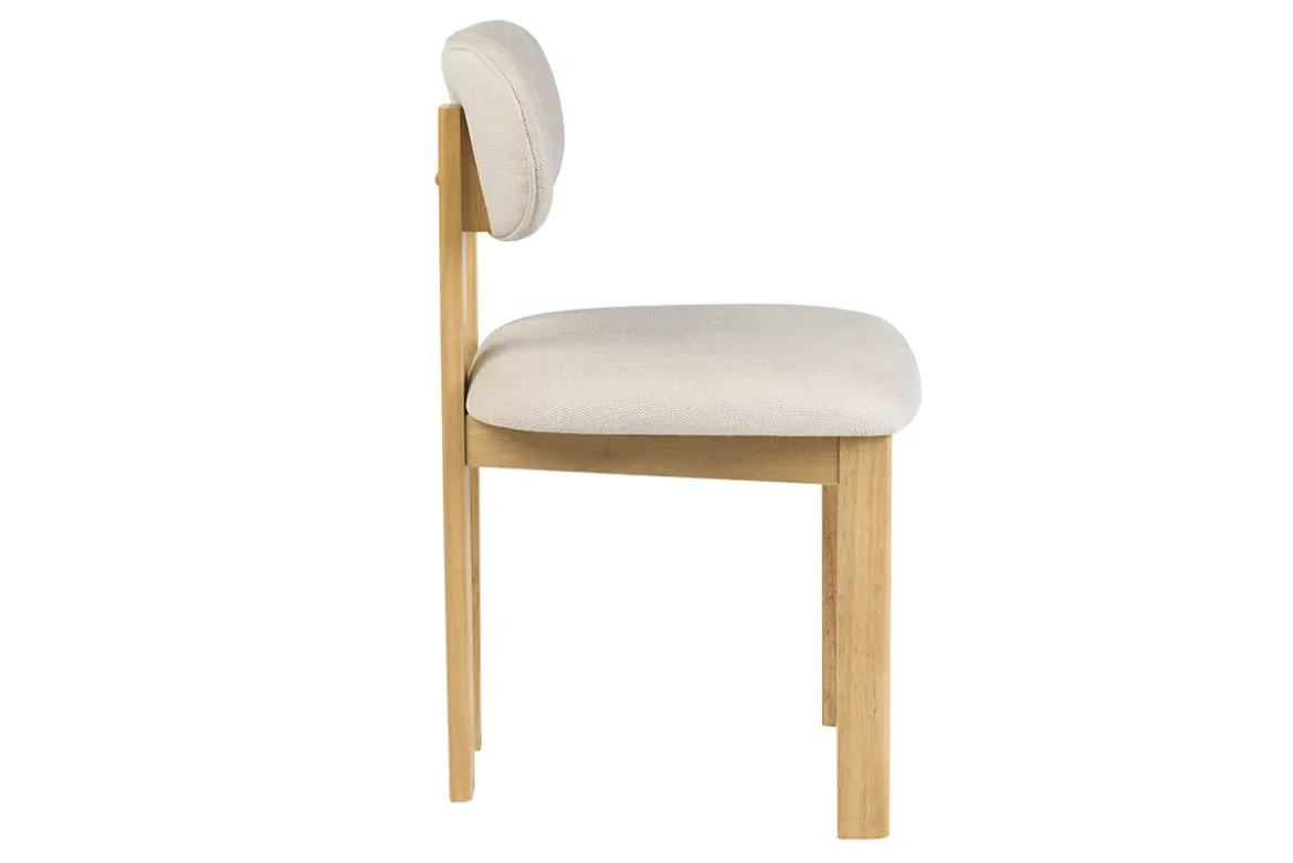 Chaises en tissu effet velours texturé beige et bois clair frêne (lot de 2) NORMI