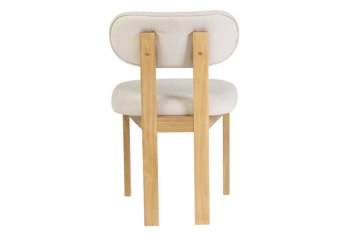 Chaises en tissu effet velours texturé beige et bois clair frêne (lot de 2) NORMI