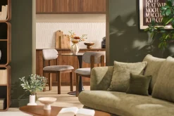 Chaises en tissu effet velours texturé beige et bois clair frêne (lot de 2) NORMI
