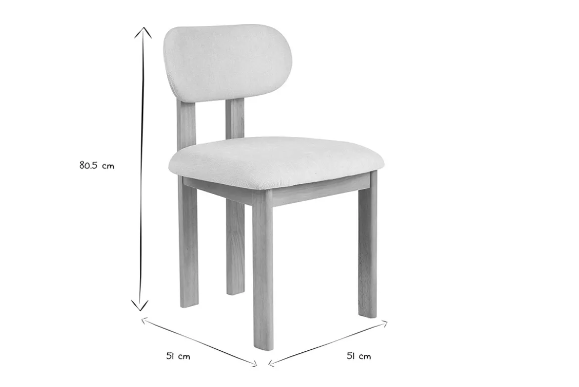 Chaises en tissu effet velours texturé beige et bois clair frêne (lot de 2) NORMI