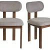 Chaises en tissu effet velours texturé gris et bois foncé noyer (lot de 2) NORMI