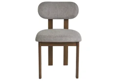 Chaises en tissu effet velours texturé gris et bois foncé noyer (lot de 2) NORMI