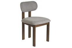 Chaises en tissu effet velours texturé gris et bois foncé noyer (lot de 2) NORMI