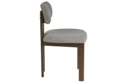 Chaises en tissu effet velours texturé gris et bois foncé noyer (lot de 2) NORMI